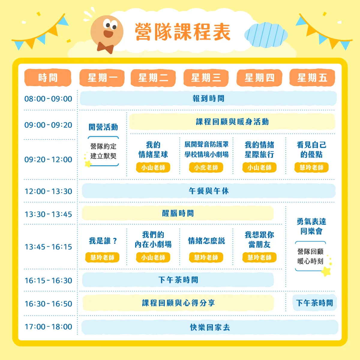 2026升小一的情緒表達營 03營隊課表